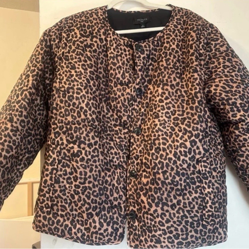 Talbots Brown Leopard Print Puffer Jacket